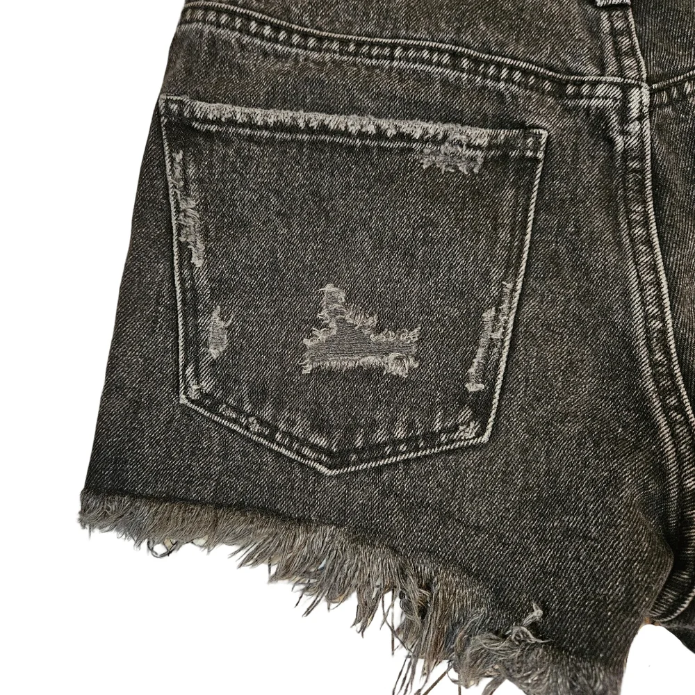 Zara Distressed Jean Cut Off Shorts, Black, US Size 2 - Picture 7 of 11